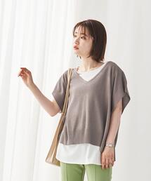 coen | 【2セットアイテム】麻ライククロップドベスト×Tシャツセット(Tシャツ/カットソー)