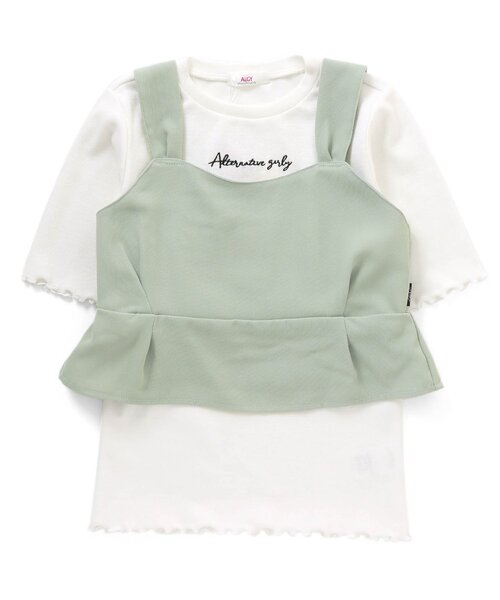 algy（アルジー）の「ニコプチコラボビスチェ＆リブTセット（その他トップス・キッズ・サックスブルー/ミント/ピンク・X-SMALL/XX-SMALL/MEDIUM/SMALL）」の2枚目の写真