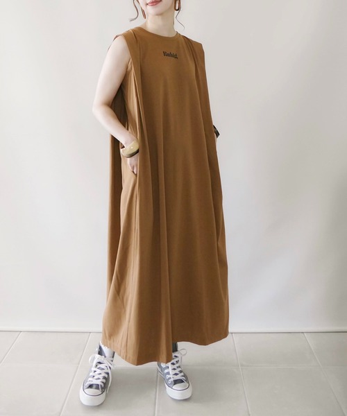 リュクス ノースリーブ オフショル  ワンピース ブラック セール】＜CITEN＞バックギャザーノースリーブワンピース