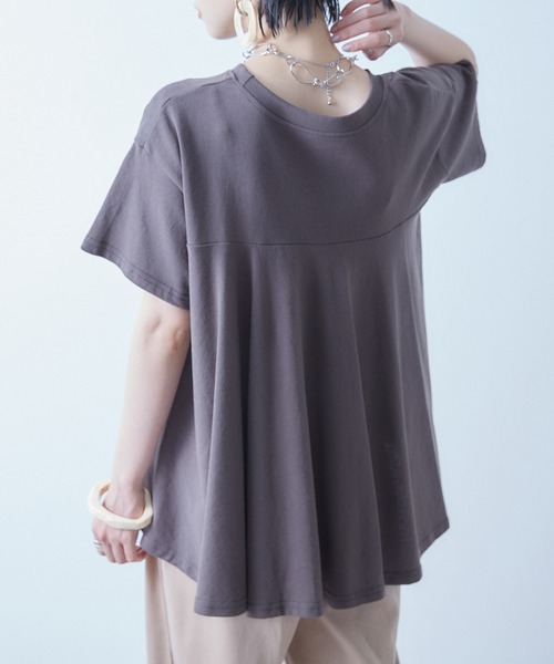 ECRIRE（エクリール）の「綿100％ 10oz天竺コットン ドレープTシャツ（Tシャツ/カットソー・レディース・オフホワイト/チャコールグレー/ピンク/ライトグリーン・フリー）」の3枚目の写真