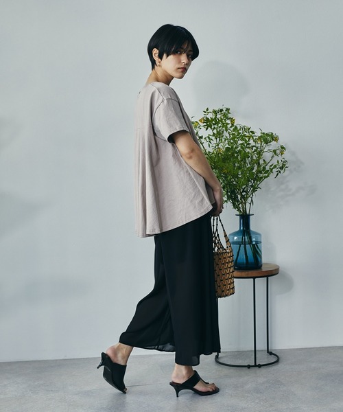 ECRIRE（エクリール）の「綿100％ 10oz天竺コットン ドレープTシャツ（Tシャツ/カットソー・レディース・オフホワイト/チャコールグレー/ピンク/ライトグリーン・フリー）」の19枚目の写真