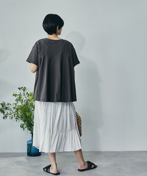 ECRIRE（エクリール）の「綿100％ 10oz天竺コットン ドレープTシャツ（Tシャツ/カットソー・レディース・オフホワイト/チャコールグレー/ピンク/ライトグリーン・フリー）」の22枚目の写真