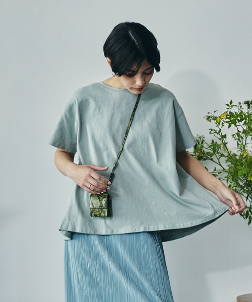 ECRIRE（エクリール）の「綿100％ 10oz天竺コットン ドレープTシャツ（Tシャツ/カットソー・レディース・オフホワイト/チャコールグレー/ピンク/ライトグリーン・フリー）」の7枚目の写真