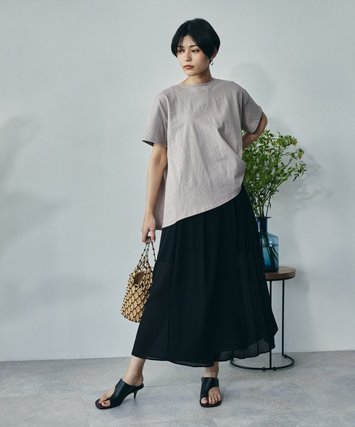 ECRIRE（エクリール）の「綿100％ 10oz天竺コットン ドレープTシャツ（Tシャツ/カットソー・レディース・オフホワイト/チャコールグレー/ピンク/ライトグリーン・フリー）」の17枚目の写真