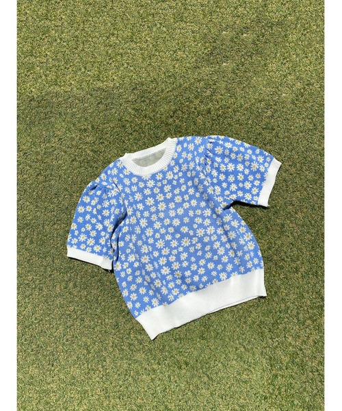 WC（ダブル シー）の「フラワーパターン半袖トップス（Tシャツ/カットソー・レディース・ブラック/オレンジ/ブルー・FREE）」の8枚目の写真