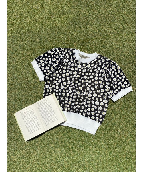 WC（ダブル シー）の「フラワーパターン半袖トップス（Tシャツ/カットソー・レディース・ブラック/オレンジ/ブルー・FREE）」の9枚目の写真