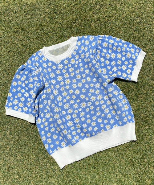 WC（ダブル シー）の「フラワーパターン半袖トップス（Tシャツ/カットソー・レディース・ブラック/オレンジ/ブルー・FREE）」の15枚目の写真