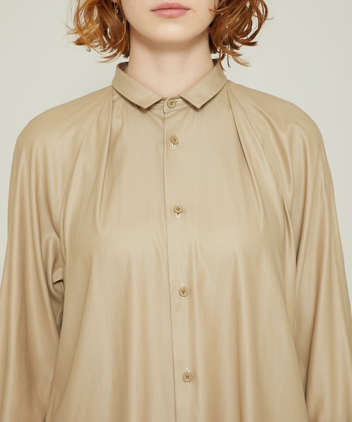 08Sircus(08サーカス)】レザーサテンスタンドカラーシャツ/ Leather