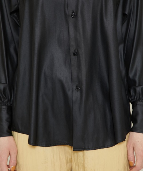 08Sircus(08サーカス)】レザーサテンスタンドカラーシャツ