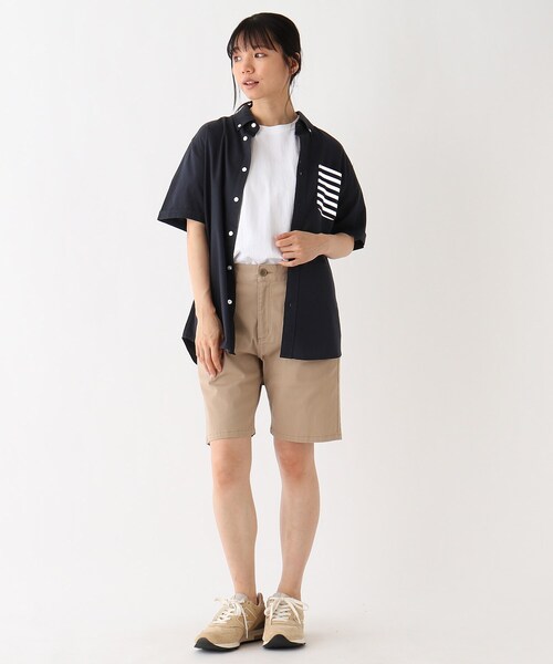 BASECONTROL(ベースコントロール)の「◆ポケットボーダーデザイン 半袖オックスボタンダウンシャツ(シャツ/ブラウス・レディース・ネイビー/アイボリー・99)」の12枚目の写真