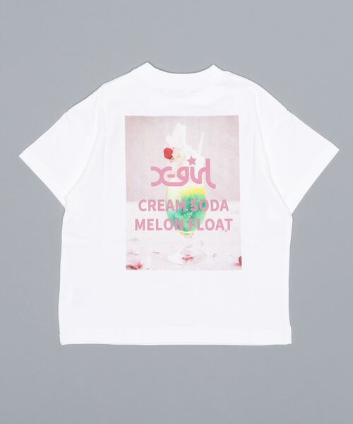 X-girl Stages（エックスガールステージス）の「クリームソーダモチーフ半袖ロゴプリントTシャツ（Tシャツ/カットソー・キッズ・ホワイト/ライトピンク・90cm/100cm/110cm/120cm/130cm/140cm）」の4枚目の写真