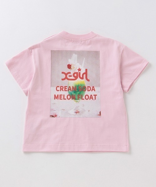 X-girl Stages（エックスガールステージス）の「クリームソーダモチーフ半袖ロゴプリントTシャツ（Tシャツ/カットソー・キッズ・ホワイト/ライトピンク・90cm/100cm/110cm/120cm/130cm/140cm）」の2枚目の写真