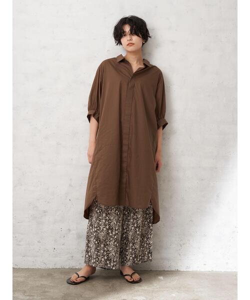 YECCA VECCA（イェッカヴェッカ）の「ペーパータッチボリューム袖ロングシャツ（シャツ/ブラウス・レディース・ブラウン/イエロー/チャコールグレー/オフホワイト・FREE）」の5枚目の写真