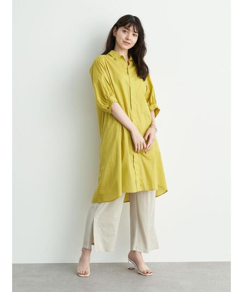 YECCA VECCA（イェッカヴェッカ）の「ペーパータッチボリューム袖ロングシャツ（シャツ/ブラウス・レディース・ブラウン/イエロー/チャコールグレー/オフホワイト・FREE）」の14枚目の写真