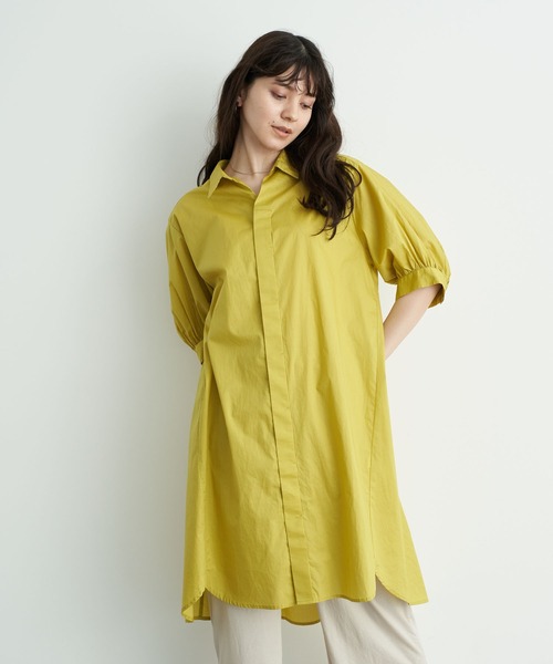 YECCA VECCA（イェッカヴェッカ）の「ペーパータッチボリューム袖ロングシャツ（シャツ/ブラウス・レディース・ブラウン/イエロー/チャコールグレー/オフホワイト・FREE）」の4枚目の写真