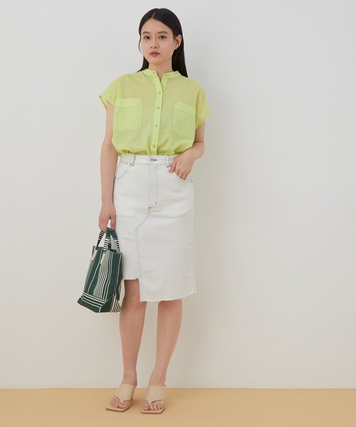 ADAM ET ROPE'（アダムエロペ）の「レイヤードデニムスカート（デニムスカート・レディース・ブラック/ホワイト・38/36）」の6枚目の写真