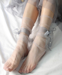 c.u.l | 【c.u.l】パール付きリボン レースアップチュールソックス cula216(ソックス/靴下)