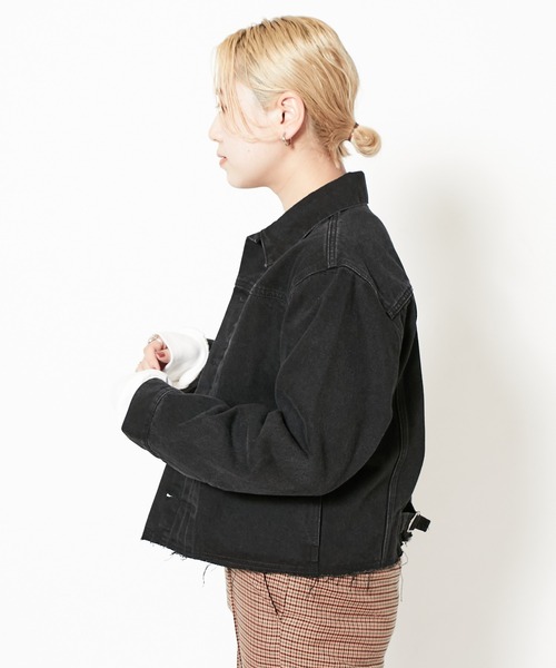 CIAOPANIC（チャオパニック）の「Gジャンライクシャツジャケット（デニムジャケット・レディース・ブラック/ブルー・FREE）」の3枚目の写真
