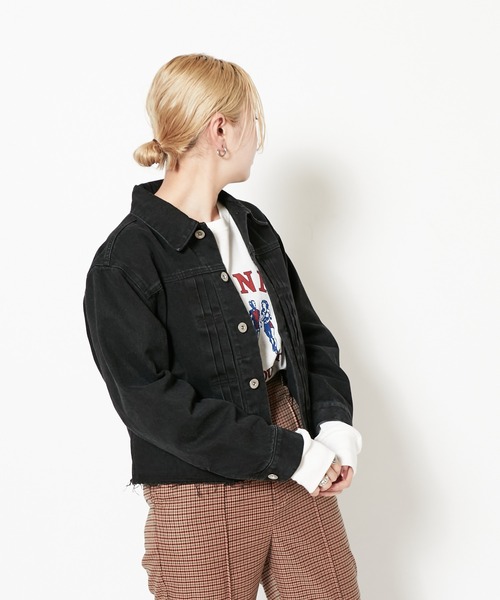 CIAOPANIC（チャオパニック）の「Gジャンライクシャツジャケット（デニムジャケット・レディース・ブラック/ブルー・FREE）」の13枚目の写真