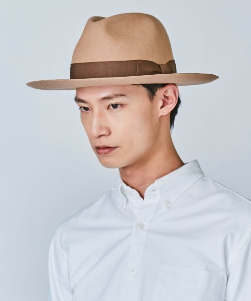 OVERRIDE（オーバーライド）の「OVERRIDE FELT FEDORA L.BRIM（ハット・メンズ・ブラウン/ブラック/ベージュ・58cm）」の3枚目の写真