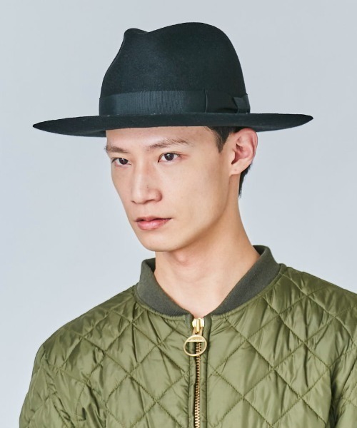 OVERRIDE（オーバーライド）の「OVERRIDE FELT FEDORA L.BRIM（ハット・メンズ・ブラウン/ブラック/ベージュ・58cm）」の2枚目の写真