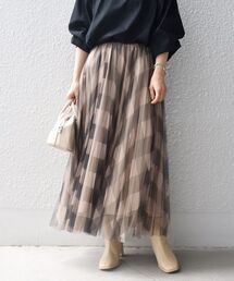 SHIPS | 【WEB限定】チュールチェックプリーツスカート◆(スカート)