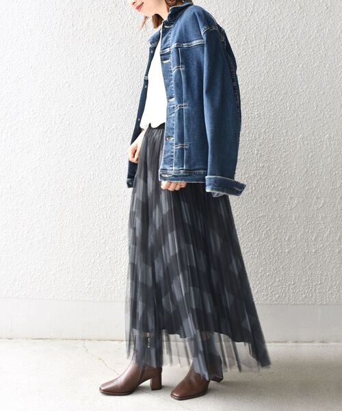 SHIPS（シップス）の「【WEB限定】チュールチェックプリーツスカート◆（スカート・レディース・グレー系その他/ベージュ/グリーン・SMALL/MEDIUM）」の18枚目の写真