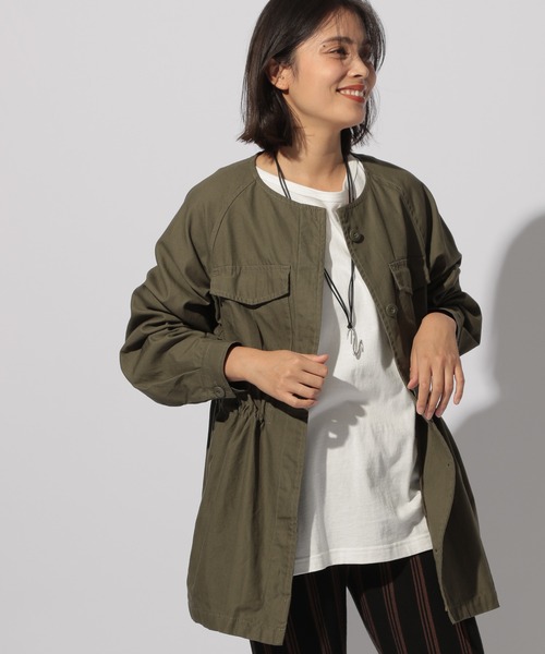 BAYFLOW（ベイフロー）の「ミリタリーバンドカラージャケット（ミリタリージャケット・レディース・ベージュ/カーキ/チャコール・SMALL/MEDIUM）」の20枚目の写真