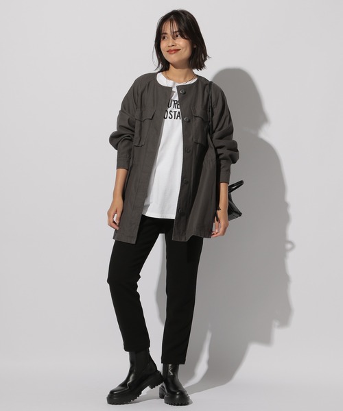 BAYFLOW（ベイフロー）の「ミリタリーバンドカラージャケット（ミリタリージャケット・レディース・ベージュ/カーキ/チャコール・SMALL/MEDIUM）」の19枚目の写真