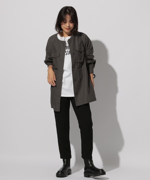 BAYFLOW（ベイフロー）の「ミリタリーバンドカラージャケット（ミリタリージャケット・レディース・ベージュ/カーキ/チャコール・SMALL/MEDIUM）」の10枚目の写真