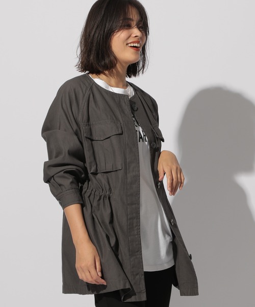 BAYFLOW（ベイフロー）の「ミリタリーバンドカラージャケット（ミリタリージャケット・レディース・ベージュ/カーキ/チャコール・SMALL/MEDIUM）」の16枚目の写真