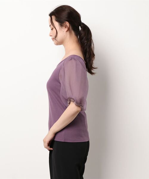 vis-`a-vis（ビサビ）の「【WEB限定】シアーボリュームスリーブプルオーバー（Tシャツ/カットソー・レディース・パープル/ブラック/ベージュ・FREE）」の4枚目の写真