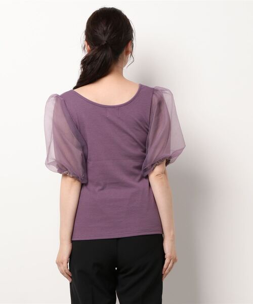 vis-`a-vis（ビサビ）の「【WEB限定】シアーボリュームスリーブプルオーバー（Tシャツ/カットソー・レディース・パープル/ブラック/ベージュ・FREE）」の5枚目の写真