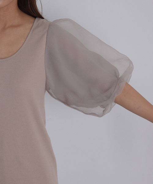 vis-`a-vis（ビサビ）の「【WEB限定】シアーボリュームスリーブプルオーバー（Tシャツ/カットソー・レディース・パープル/ブラック/ベージュ・FREE）」の17枚目の写真