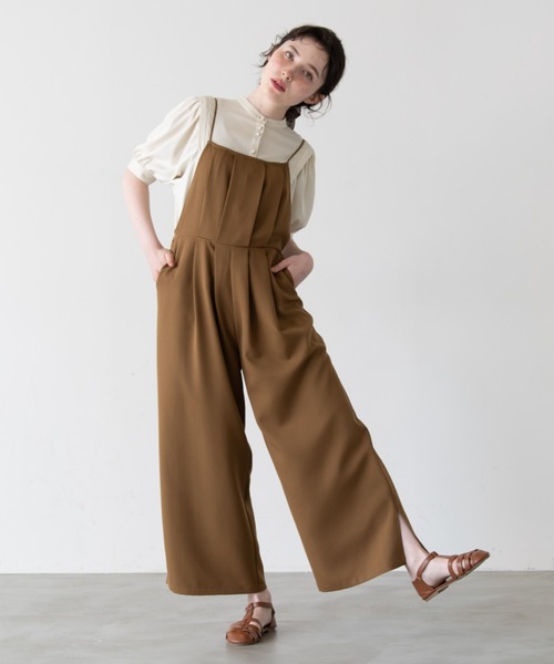 idem(イデム)の「idem mellow salopette/メロウサロペット(サロペット/オーバーオール・レディース・ブラウン/ブルー・FREE/SMALL)」の1枚目の写真