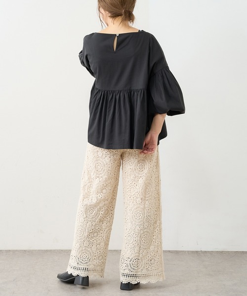 PUAL CE CIN（ピュアルセシン）の「【WEB限定】ギャザースリーブブラウス（シャツ/ブラウス・レディース・オフホワイト/ブラック/グレイッシュベージュ・FREE）」の12枚目の写真