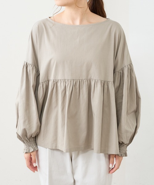 PUAL CE CIN（ピュアルセシン）の「【WEB限定】ギャザースリーブブラウス（シャツ/ブラウス・レディース・オフホワイト/ブラック/グレイッシュベージュ・FREE）」の20枚目の写真