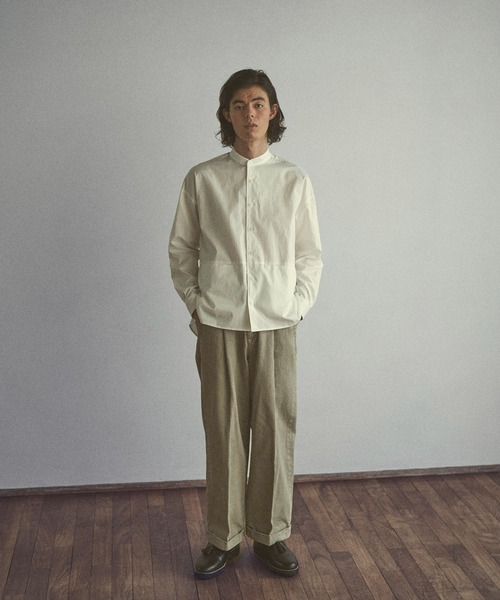 CLANE（クラネ）の「【CLANE HOMME Exclusive/クラネ オム エクスクルーシブ】 Stand Collar Shirt(スタンドカラーシャツ)（シャツ/ブラウス・メンズ・ホワイト/サックスブルー・1/2）」の9枚目の写真