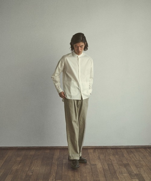 CLANE（クラネ）の「【CLANE HOMME Exclusive/クラネ オム エクスクルーシブ】 Stand Collar Shirt(スタンドカラーシャツ)（シャツ/ブラウス・メンズ・ホワイト/サックスブルー・1/2）」の16枚目の写真