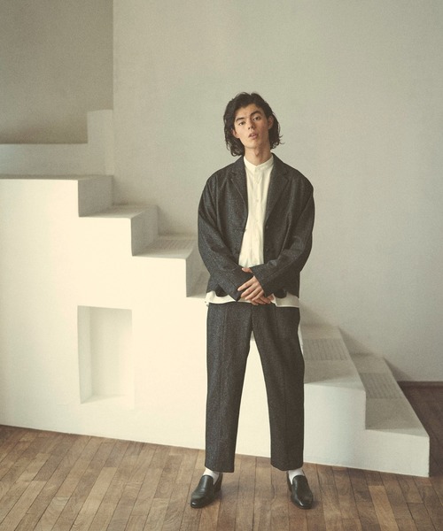 CLANE（クラネ）の「【CLANE HOMME Exclusive/クラネ オム エクスクルーシブ】 Stand Collar Shirt(スタンドカラーシャツ)（シャツ/ブラウス・メンズ・ホワイト/サックスブルー・1/2）」の7枚目の写真