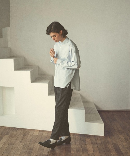 CLANE（クラネ）の「【CLANE HOMME Exclusive/クラネ オム エクスクルーシブ】 Stand Collar Shirt(スタンドカラーシャツ)（シャツ/ブラウス・メンズ・ホワイト/サックスブルー・1/2）」の5枚目の写真