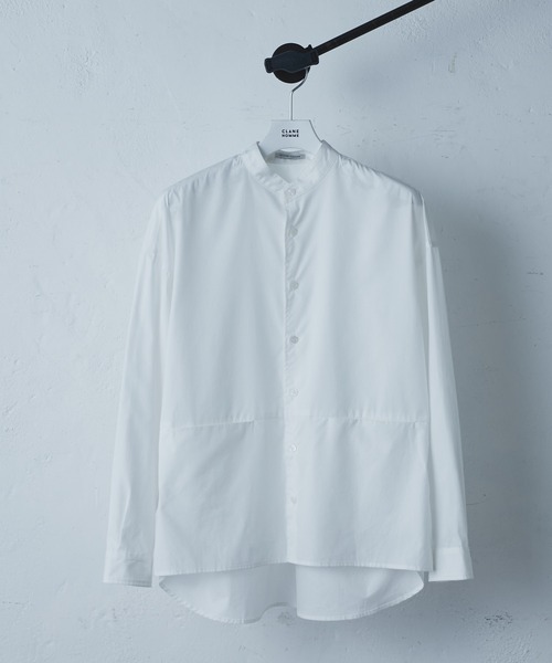 CLANE（クラネ）の「【CLANE HOMME Exclusive/クラネ オム エクスクルーシブ】 Stand Collar Shirt(スタンドカラーシャツ)（シャツ/ブラウス・メンズ・ホワイト/サックスブルー・1/2）」の4枚目の写真