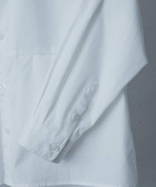 CLANE（クラネ）の「【CLANE HOMME Exclusive/クラネ オム エクスクルーシブ】 Stand Collar Shirt(スタンドカラーシャツ)（シャツ/ブラウス・メンズ・ホワイト/サックスブルー・1/2）」の8枚目の写真