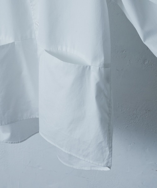 CLANE（クラネ）の「【CLANE HOMME Exclusive/クラネ オム エクスクルーシブ】 Stand Collar Shirt(スタンドカラーシャツ)（シャツ/ブラウス・メンズ・ホワイト/サックスブルー・1/2）」の6枚目の写真