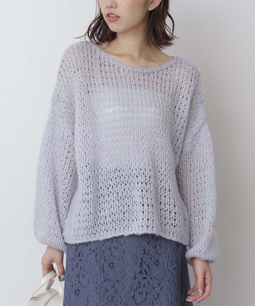 FREE'S MART（フリーズマート）の「◆前後2Wayモヘヤライクルーズニット（ニット/セーター・レディース・ホワイト/ベージュ/ブルー・FREE）」の3枚目の写真