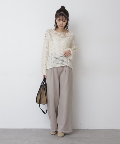 FREE'S MART（フリーズマート）の「◆前後2Wayモヘヤライクルーズニット（ニット/セーター・レディース・ホワイト/ベージュ/ブルー・FREE）」の5枚目の写真