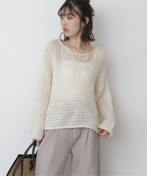 FREE'S MART（フリーズマート）の「◆前後2Wayモヘヤライクルーズニット（ニット/セーター・レディース・ホワイト/ベージュ/ブルー・FREE）」の11枚目の写真