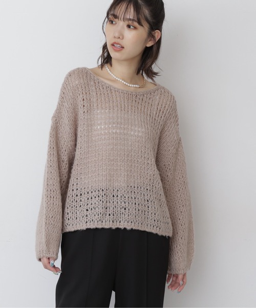 FREE'S MART（フリーズマート）の「◆前後2Wayモヘヤライクルーズニット（ニット/セーター・レディース・ホワイト/ベージュ/ブルー・FREE）」の4枚目の写真