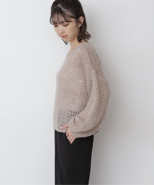 FREE'S MART（フリーズマート）の「◆前後2Wayモヘヤライクルーズニット（ニット/セーター・レディース・ホワイト/ベージュ/ブルー・FREE）」の6枚目の写真