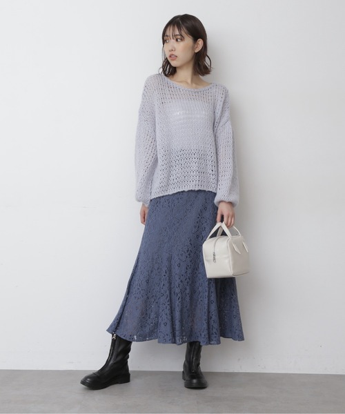 FREE'S MART（フリーズマート）の「◆前後2Wayモヘヤライクルーズニット（ニット/セーター・レディース・ホワイト/ベージュ/ブルー・FREE）」の9枚目の写真